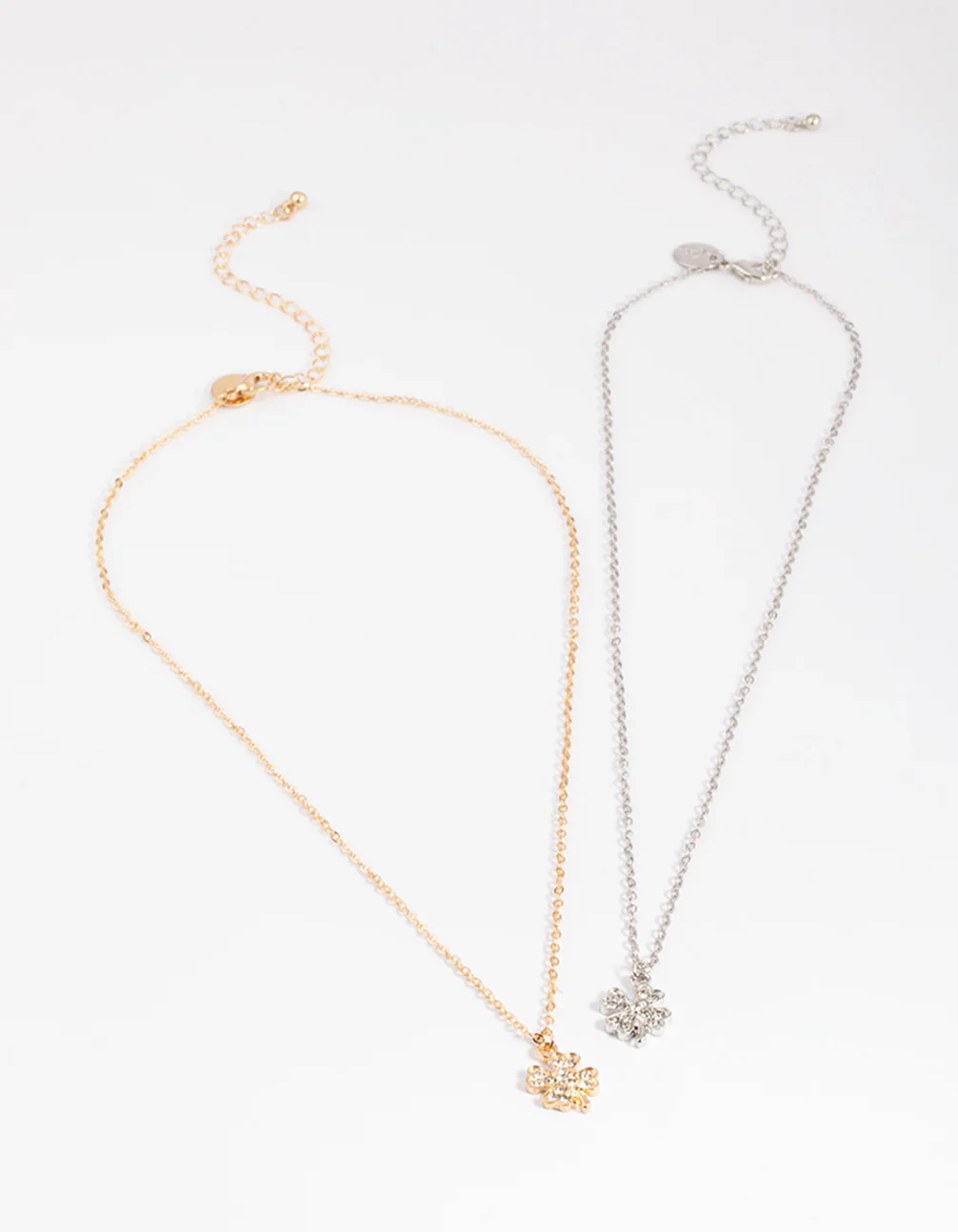 Mixed Metal Diamante Clover Necklace Pack - Image 3