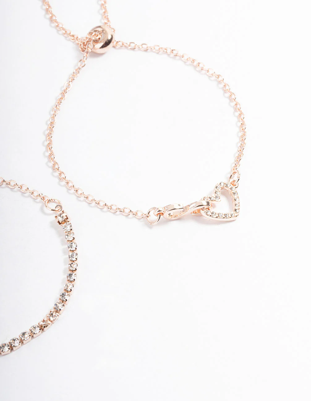 Rose Gold Cupchain Diamante Heart Bracelet Pack - Image 3