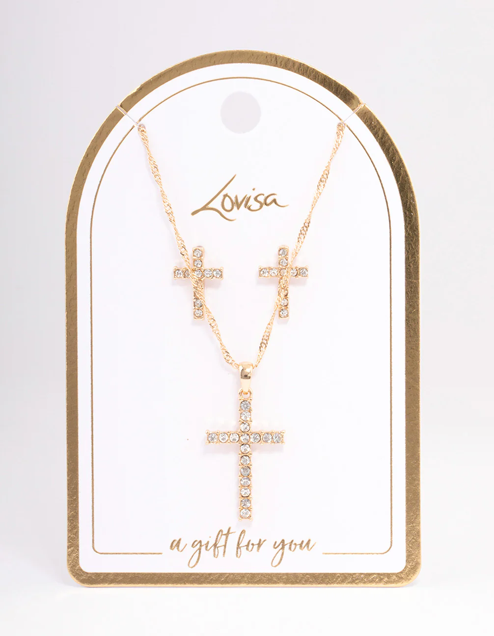 Gold Diamante Cross Jewellery Set - Image 2