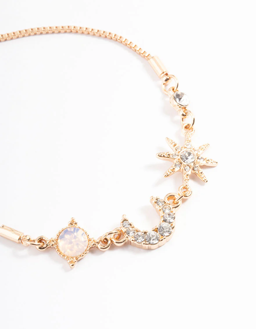 Gold Pretty Diamante Celestial Bracelet - Image 3