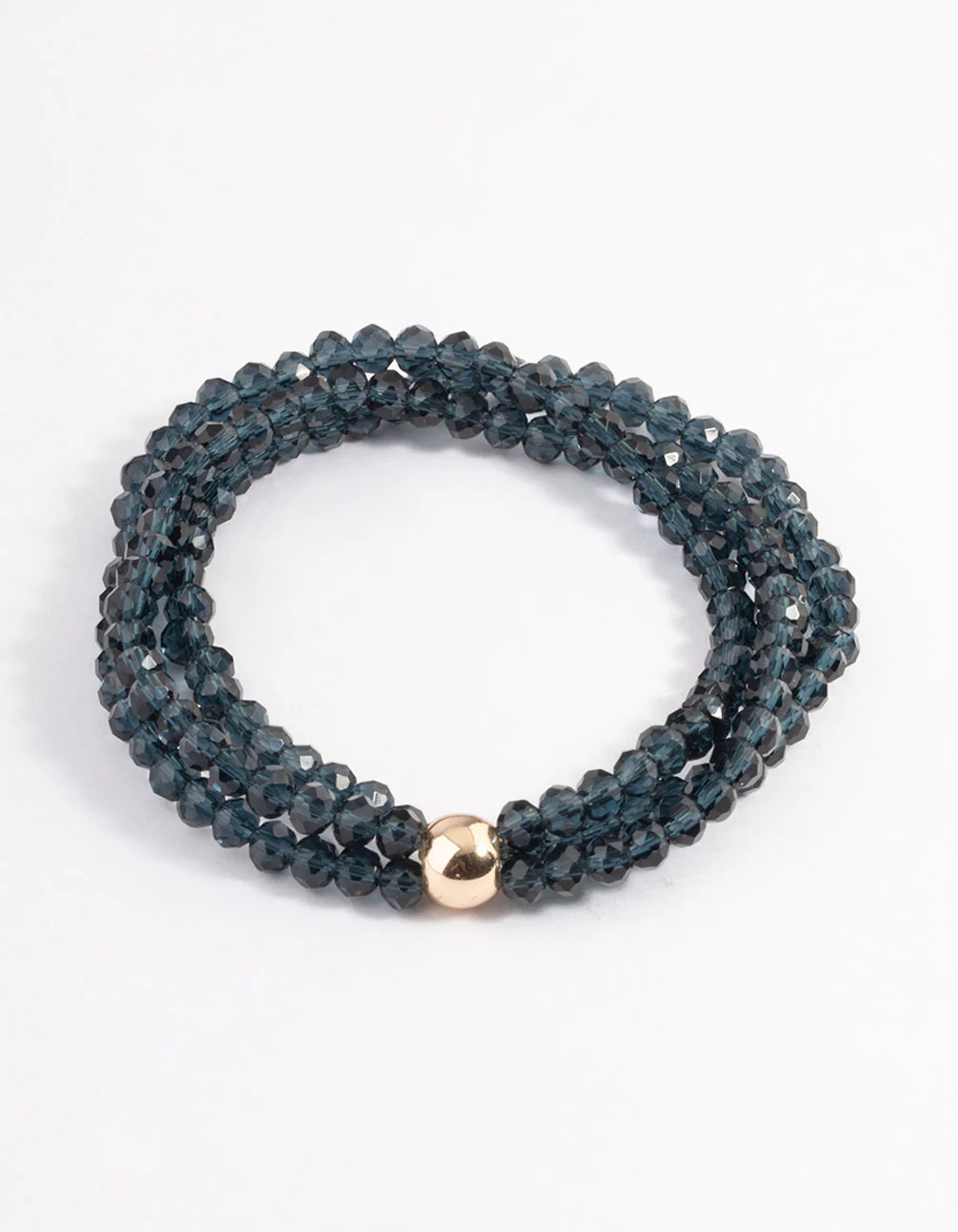 Gold Triple Bead Stretch Bracelet - Image 2