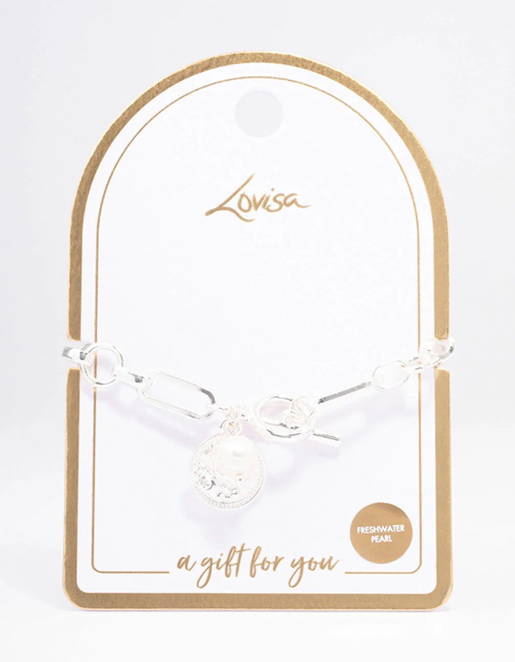 Silver Chunky Coin & Pearl Bracelet - Image 3