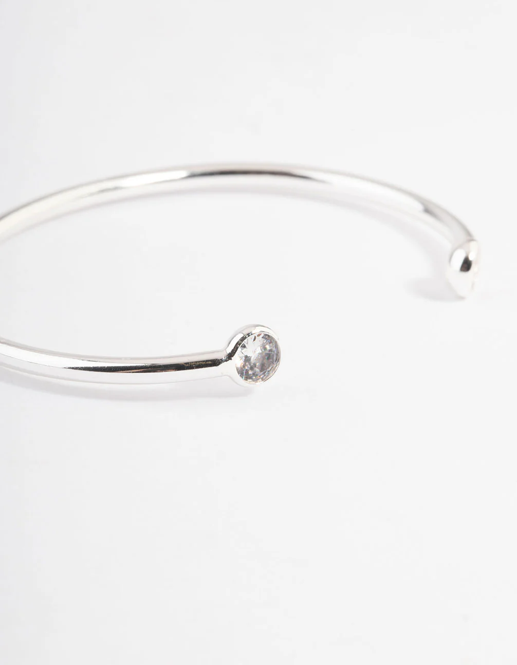 Silver Cubic Zirconia Diamante Open Cuff Bracelet - Image 2