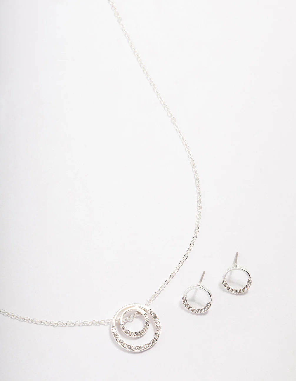 Silver Double Open Circle Jewellery Set