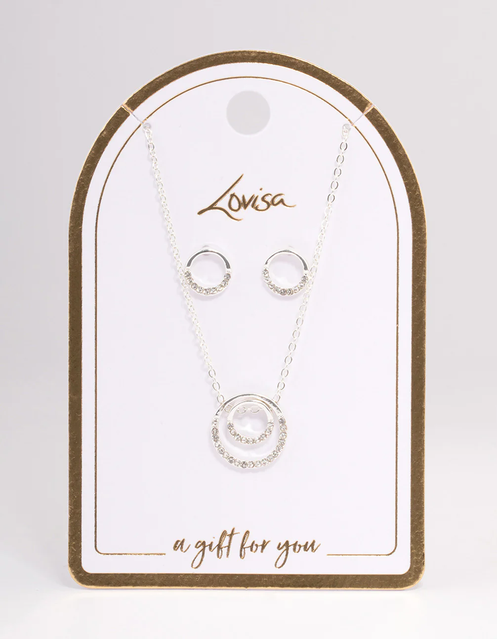 Silver Double Open Circle Jewellery Set - Image 2