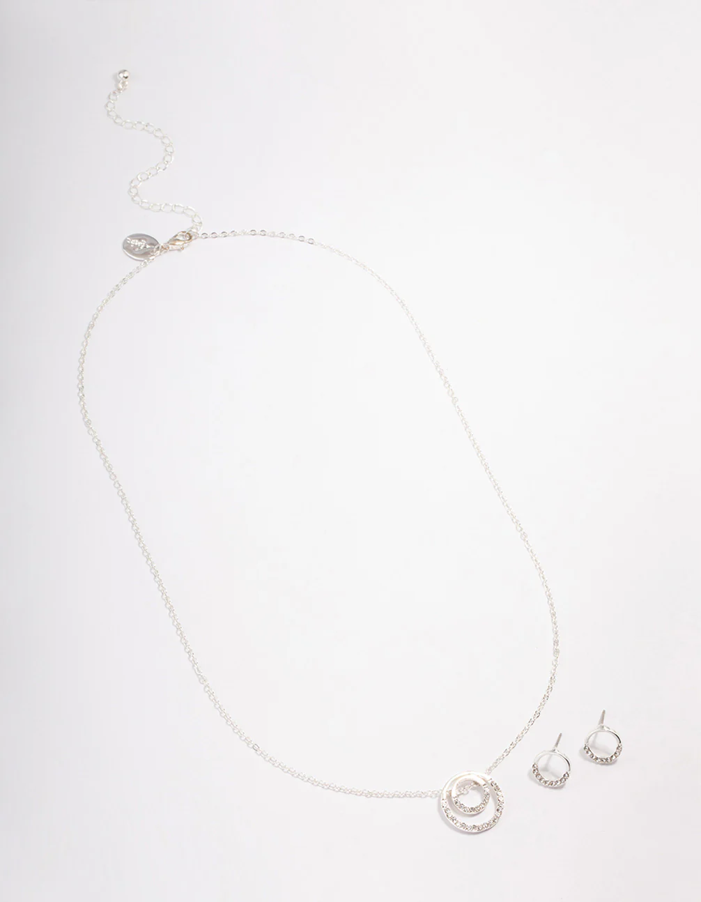 Silver Double Open Circle Jewellery Set - Image 3