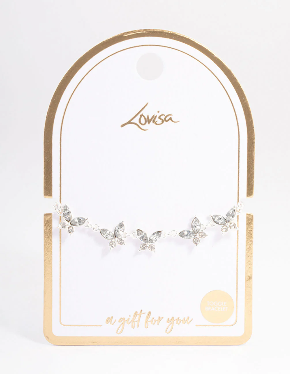 Silver Diamante Butterfly Toggle Bracelet - Image 2