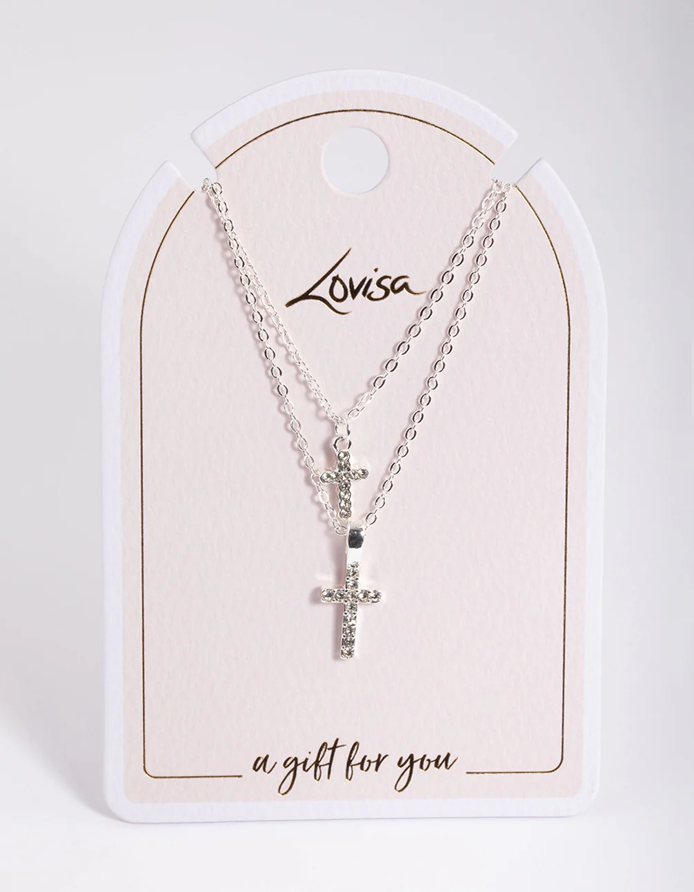 Silver Diamante Cross Layered Necklace - Image 2