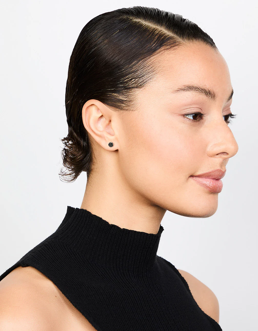 Waterproof Black Diamante Stainless Steel  Stud Earrings - Image 3