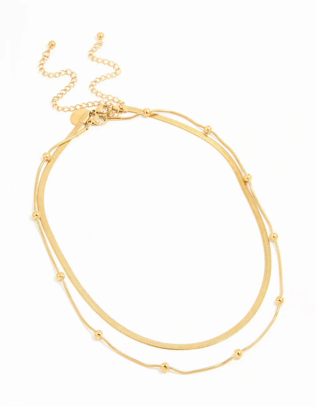 Waterproof Gold Plated Stainless Steel Ball Chain Layered Necklace - Image 2