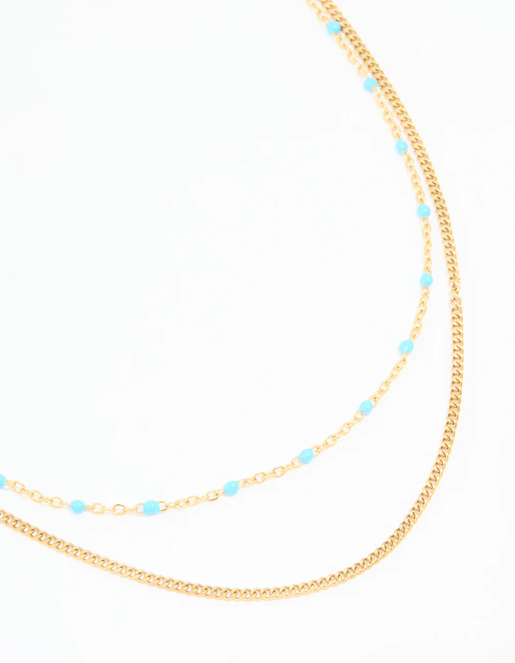 Waterproof Gold Plated Stainless Steel Beaded Layered Necklace