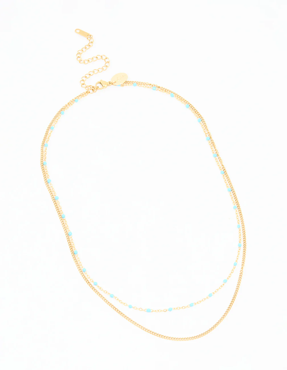 Waterproof Gold Plated Stainless Steel Beaded Layered Necklace - Image 2
