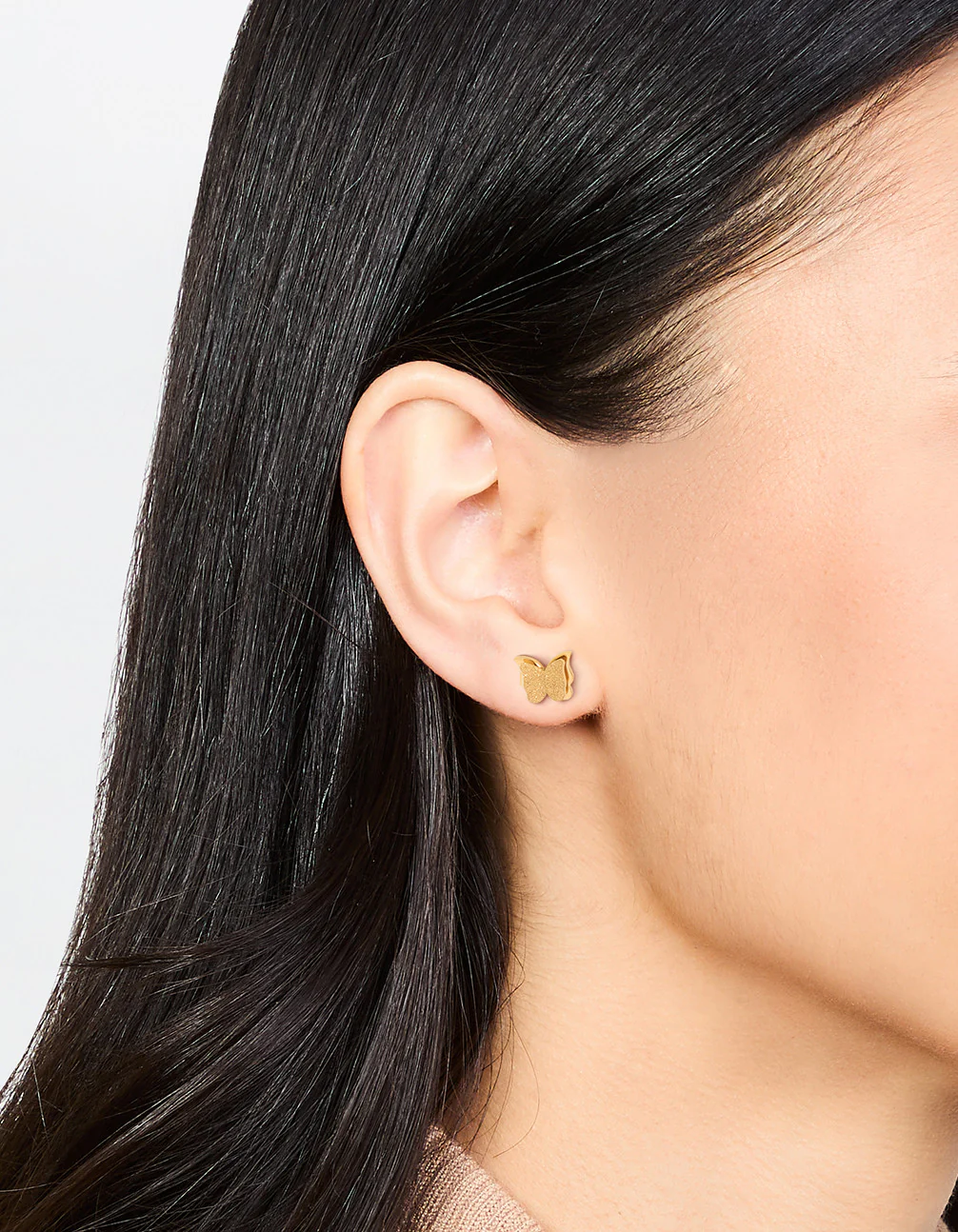 Waterproof Gold Plated Stainless Steel Butterfly Stud Earrings - Image 2