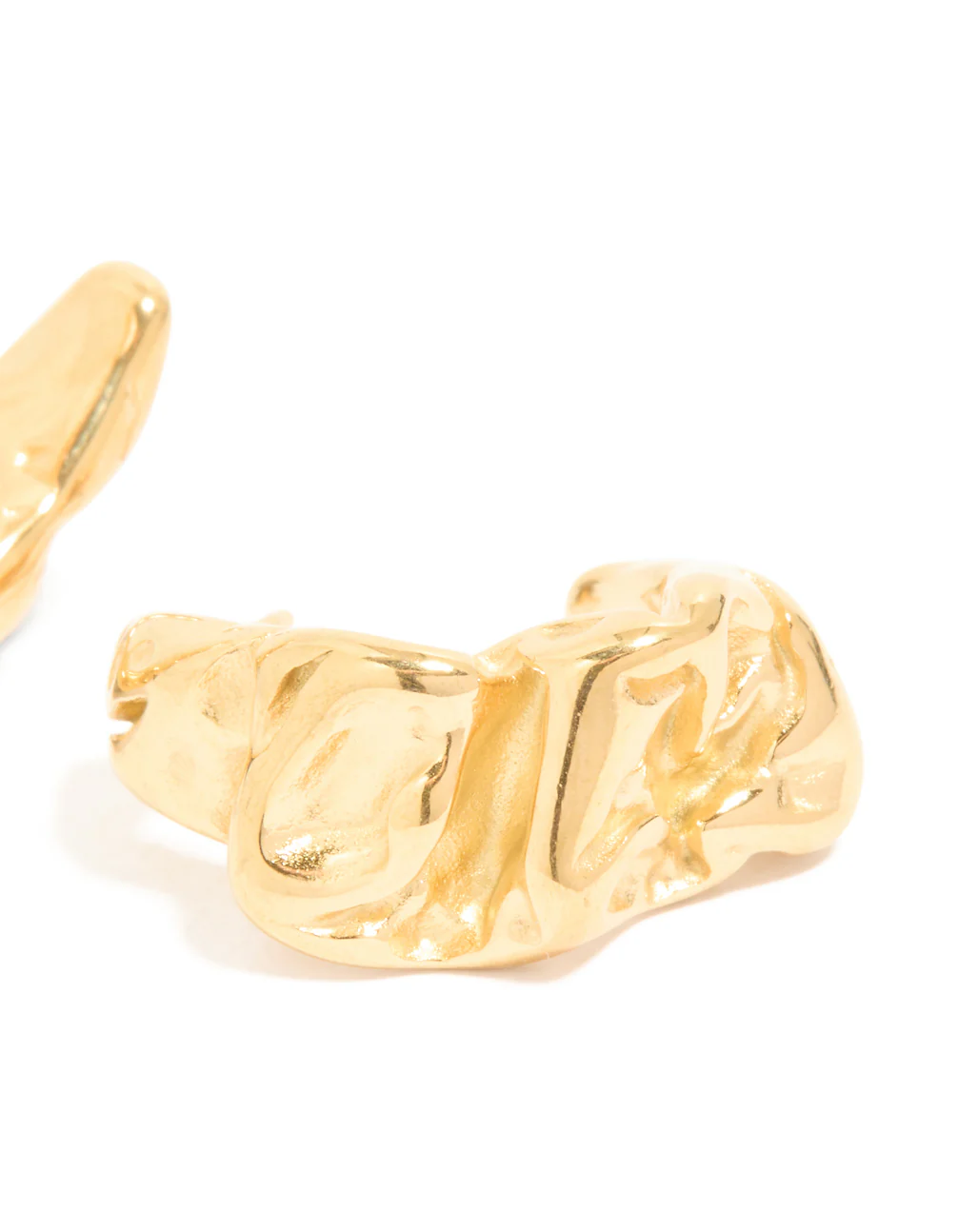 Waterproof Gold Plated Stainless Steel Crater Hoop Earrings - Image 5
