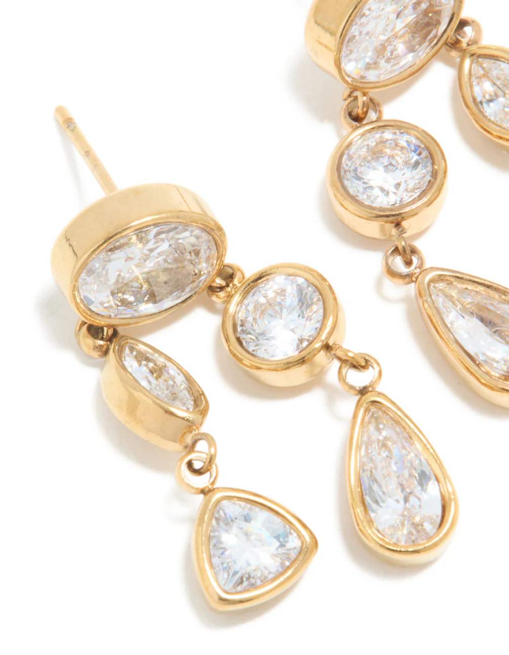 Waterproof Gold Plated Stainless Steel Cubic Zirconia Organic Drop Earrings - Image 4