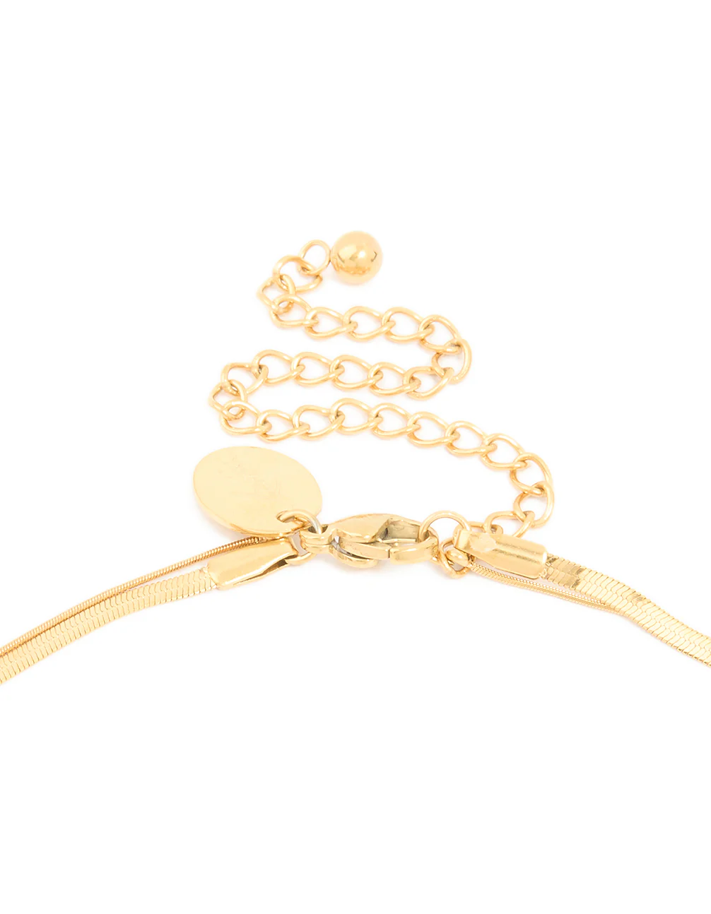 Waterproof Gold Plated Stainless Steel Cubic Zirconia & Snake Chain Layered Necklace - Image 3