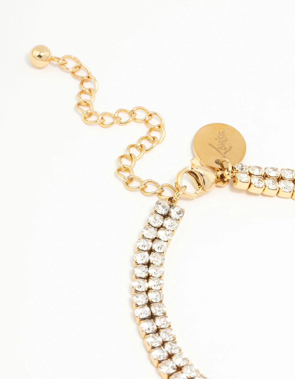 Waterproof Gold Plated Stainless Steel Diamante Layered Tennis Bracelet - Image 3