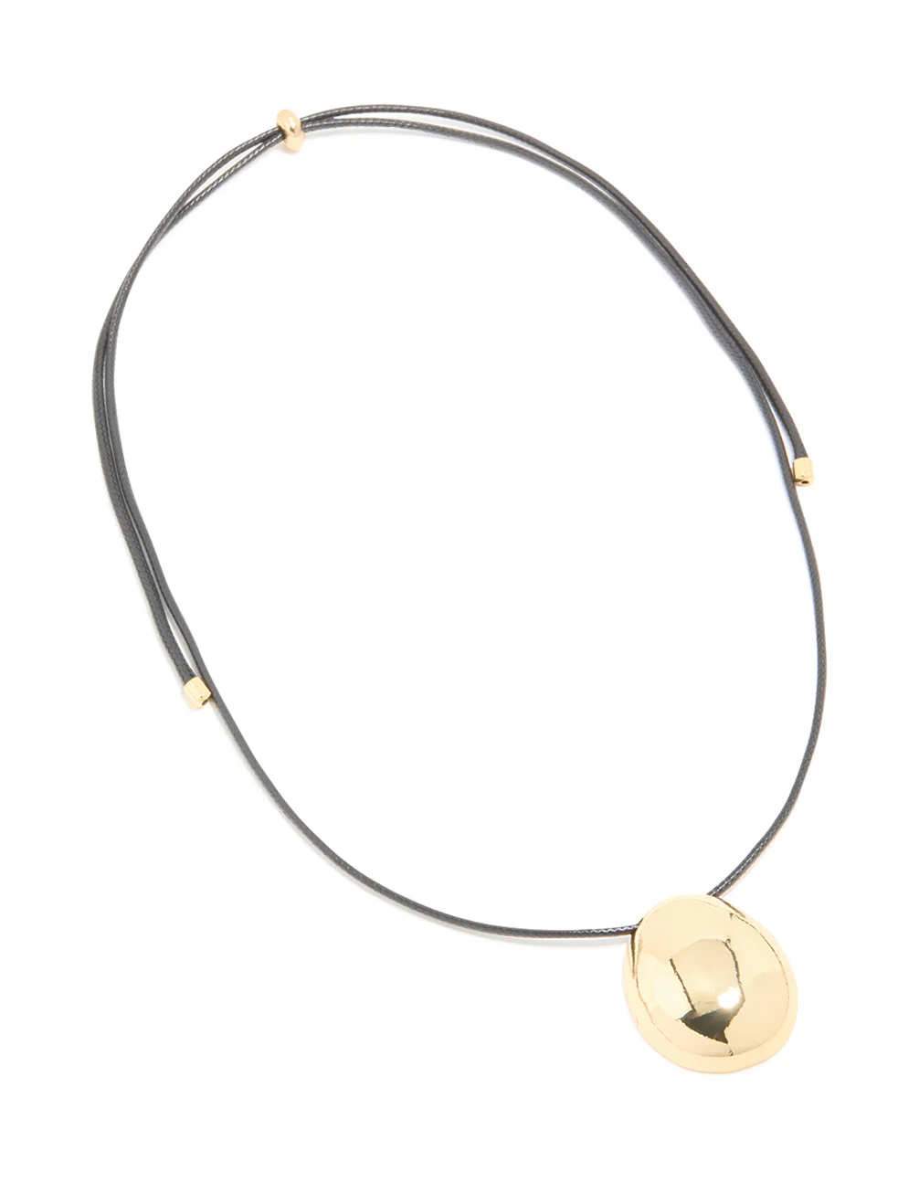 Waterproof Gold Plated Stainless Steel Dome Droplet Pendant Cord Necklace - Image 4