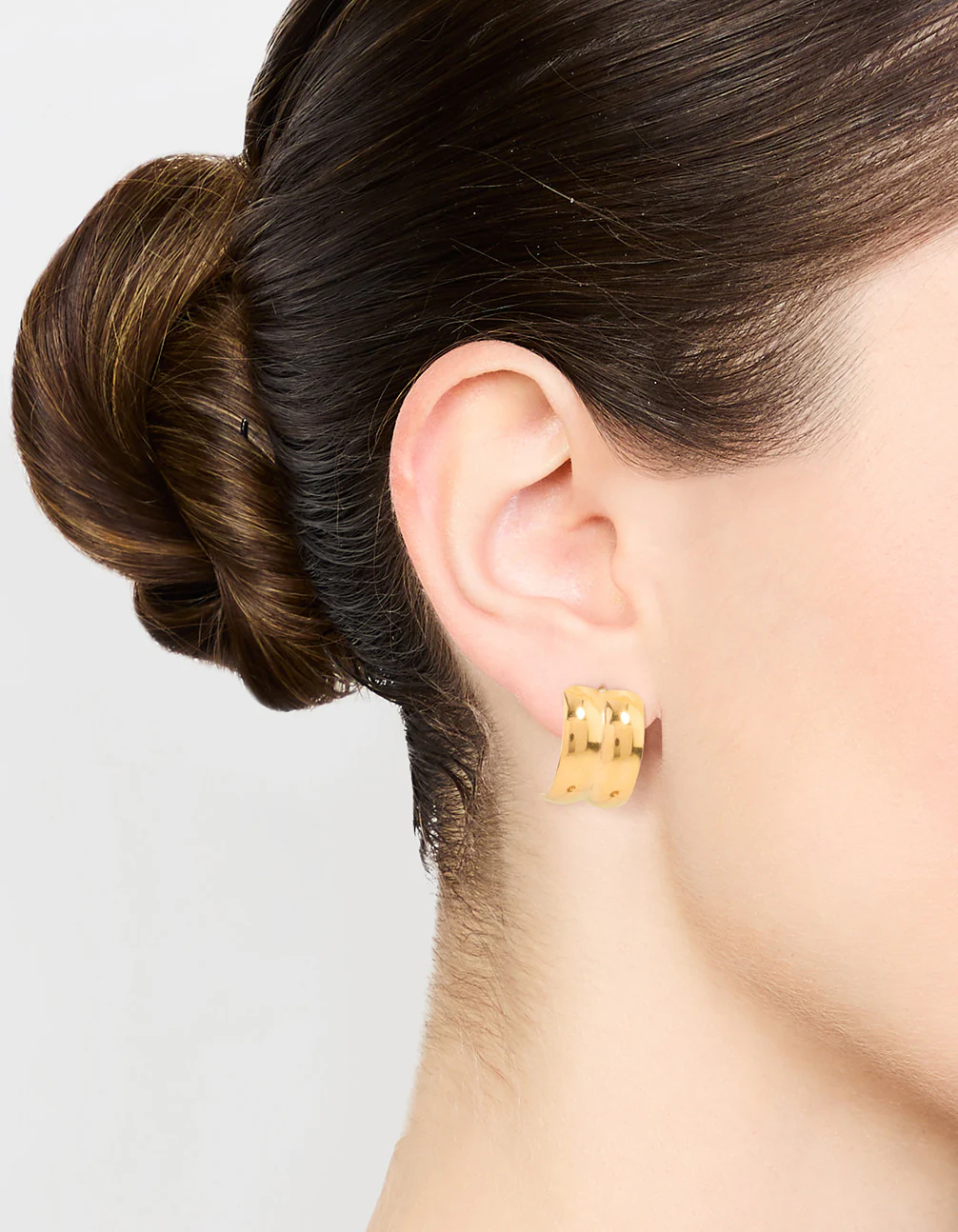 Waterproof Gold Plated Stainless Steel Double Chubby Hoop Earrings - Image 2