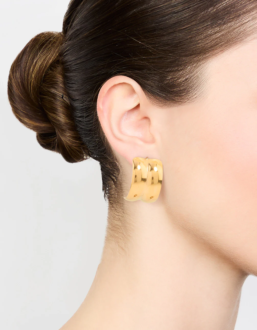 Waterproof Gold Plated Stainless Steel Double Chubby Hoop Earrings - Image 4