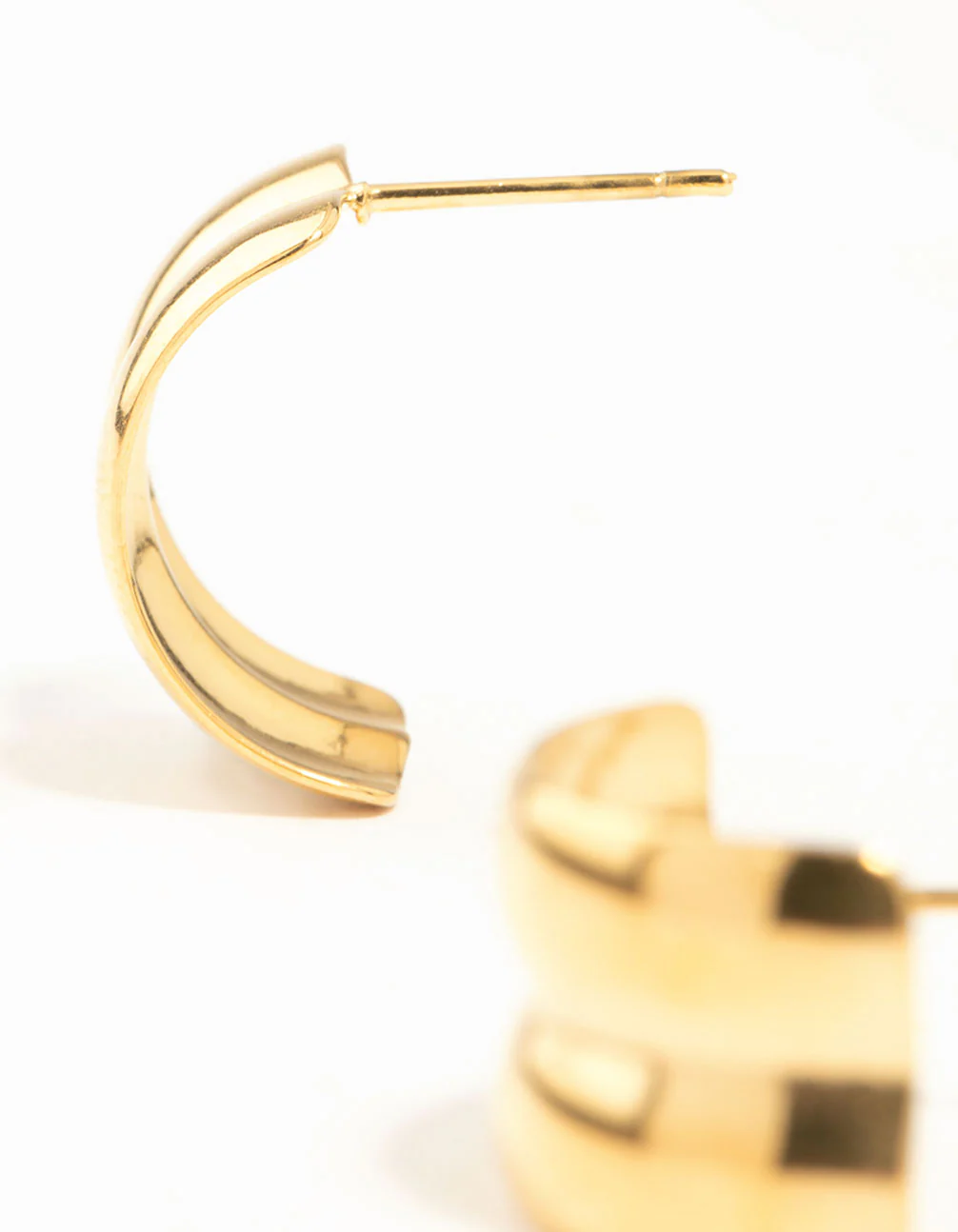 Waterproof Gold Plated Stainless Steel Double Chubby Hoop Earrings - Image 6