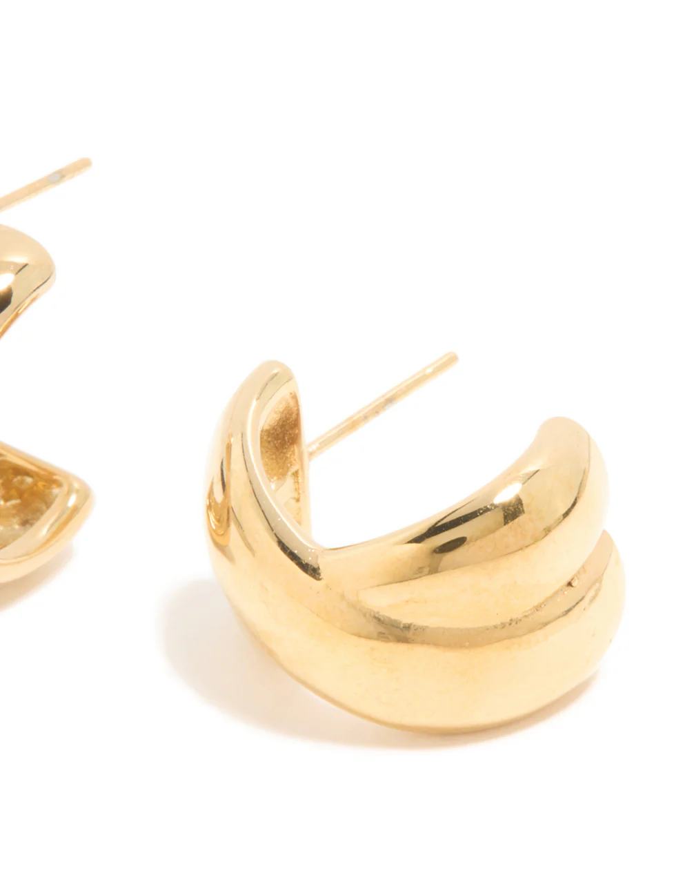Waterproof Gold Plated Stainless Steel Double Cross Over Illusion Hoop Earrings - Image 5