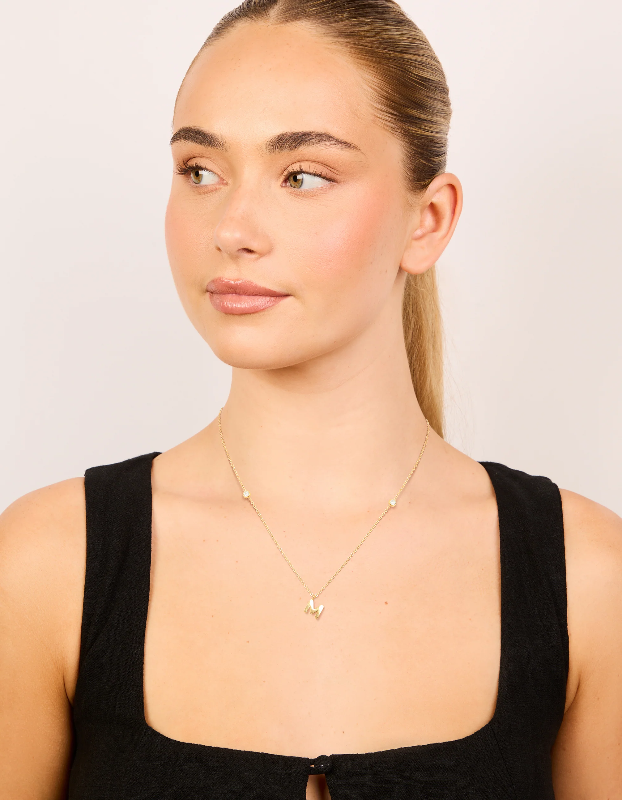 Waterproof Gold Plated Stainless Steel Letter M Dainty Pendant Necklace - Image 3