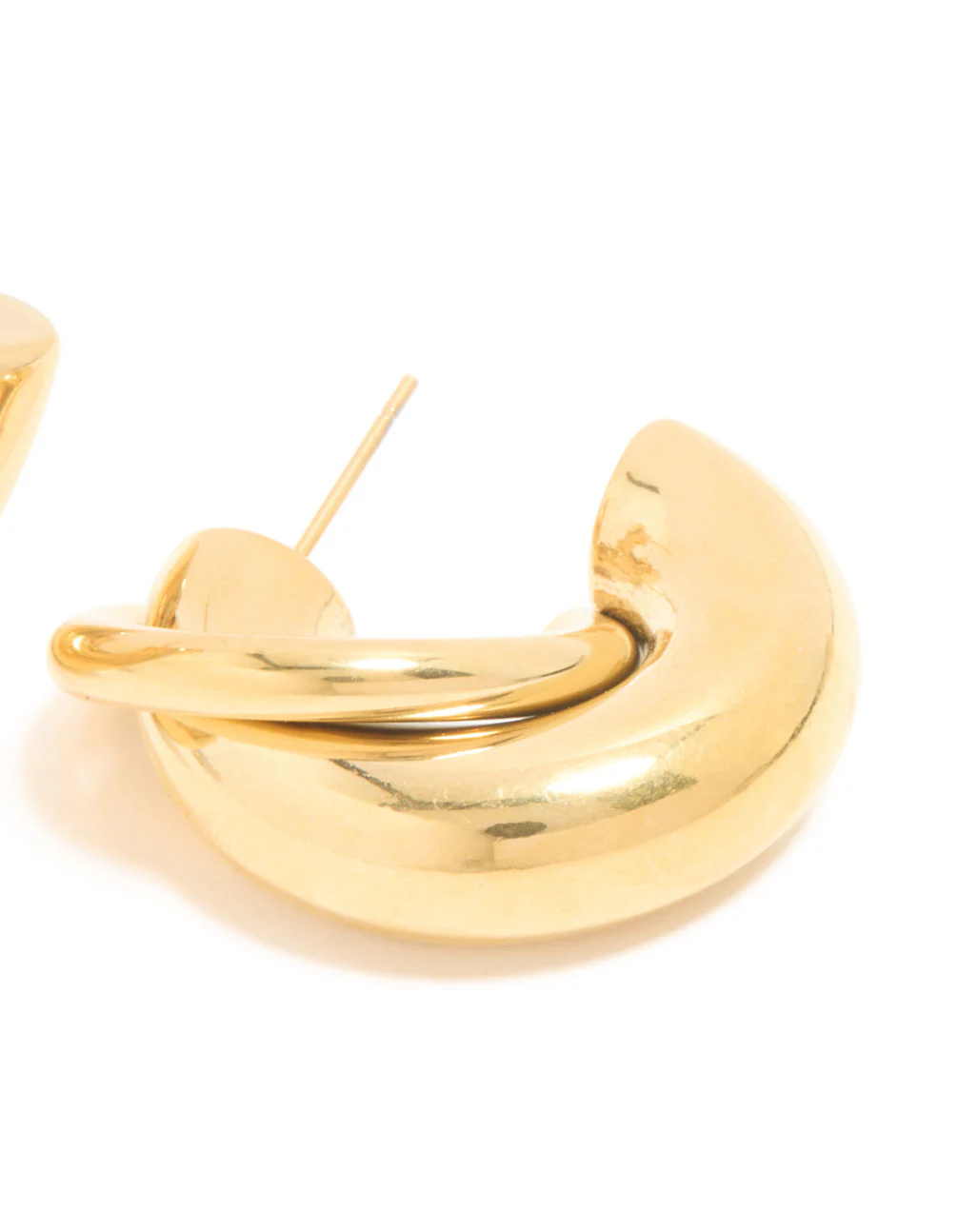 Waterproof Gold Plated Stainless Steel Medium Illusion Hoop Earrings - Image 5