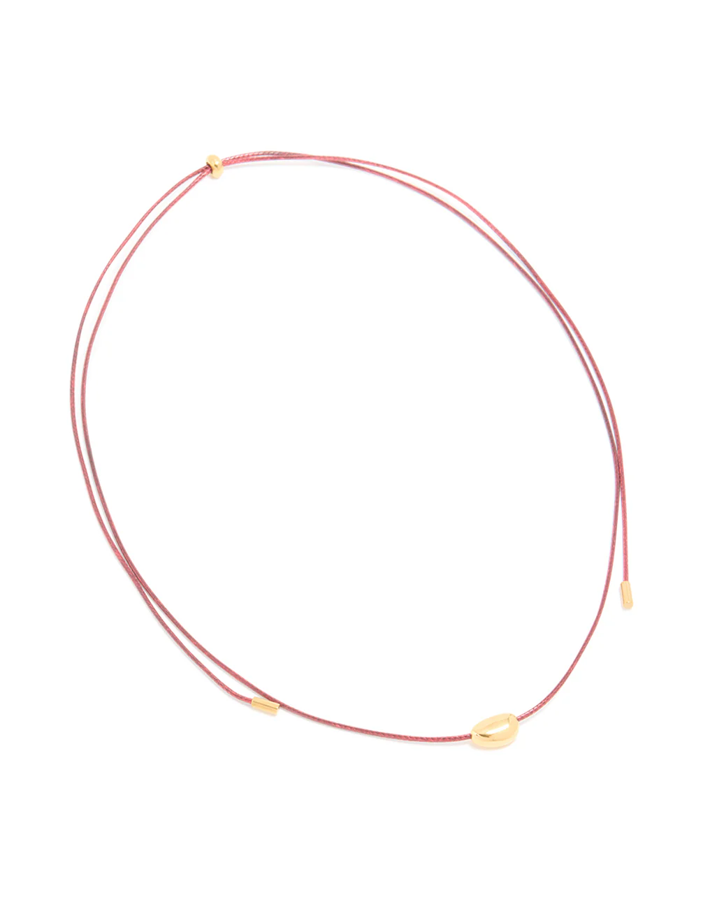 Waterproof Gold Plated Stainless Steel Miini Pebble Pendant Pink Cord Necklace - Image 4
