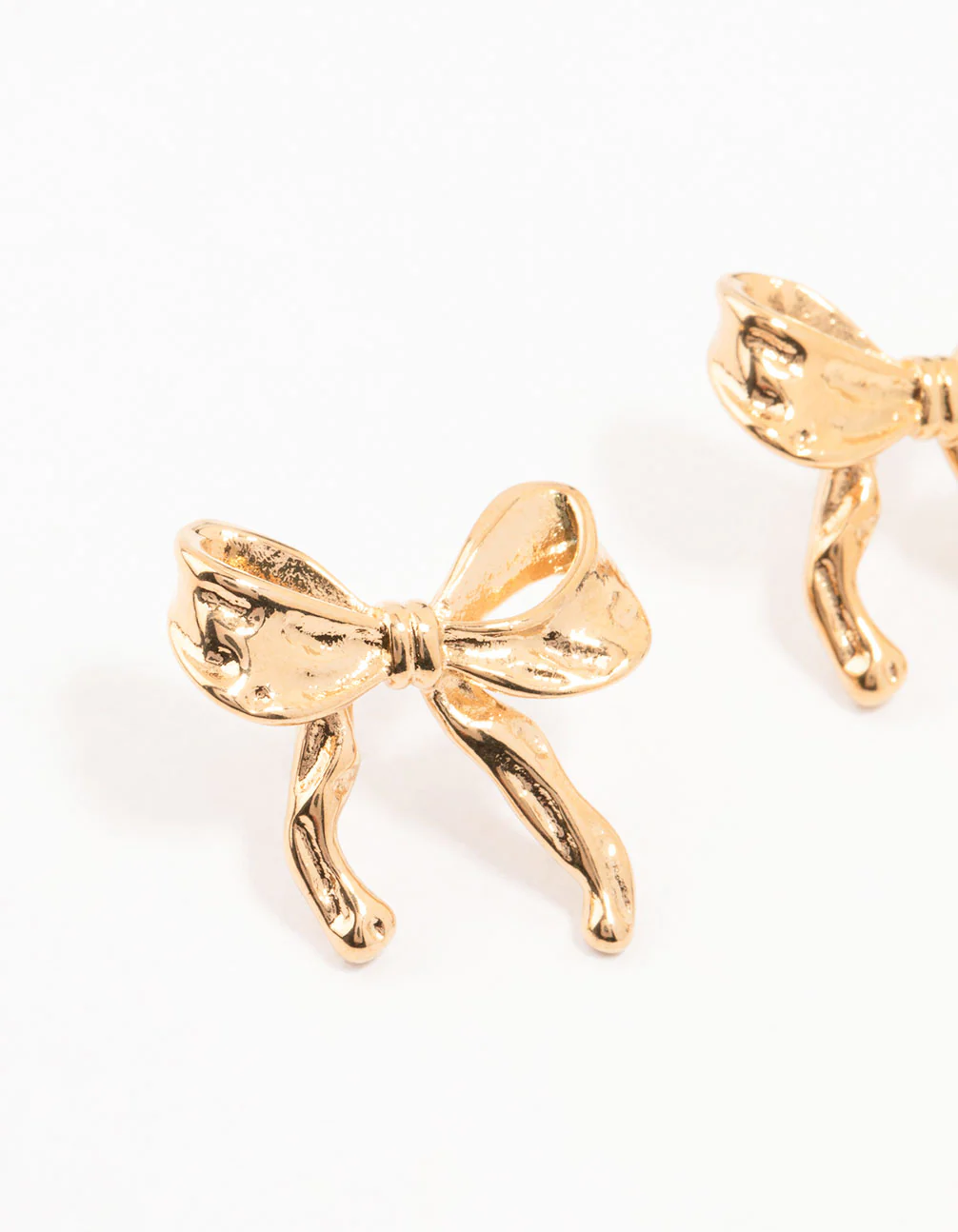 Waterproof Gold Plated Stainless Steel Molten Bow Stud Earrings - Image 4