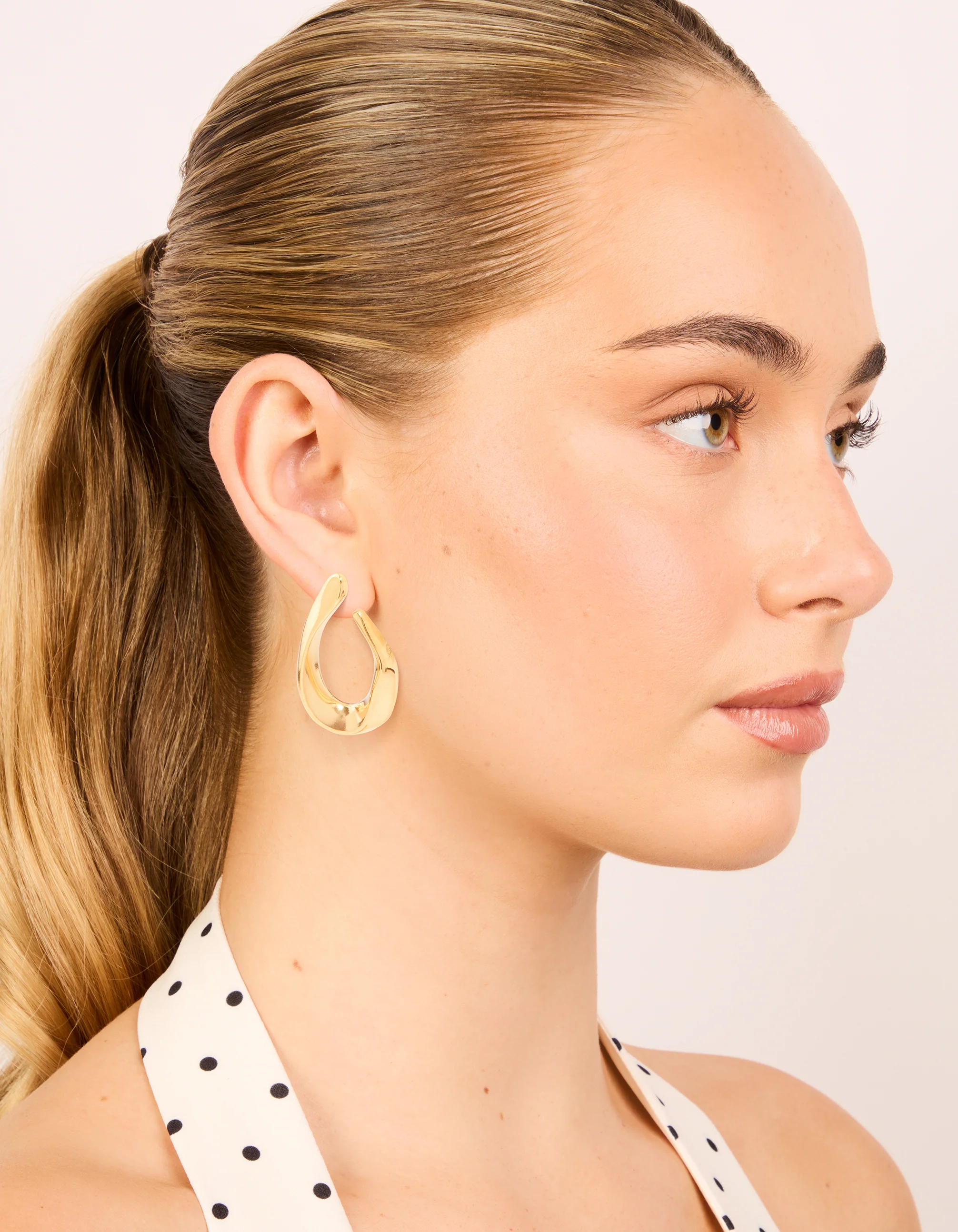 Waterproof Gold Plated Stainless Steel Organic Teardrop Stud Earrings - Image 3