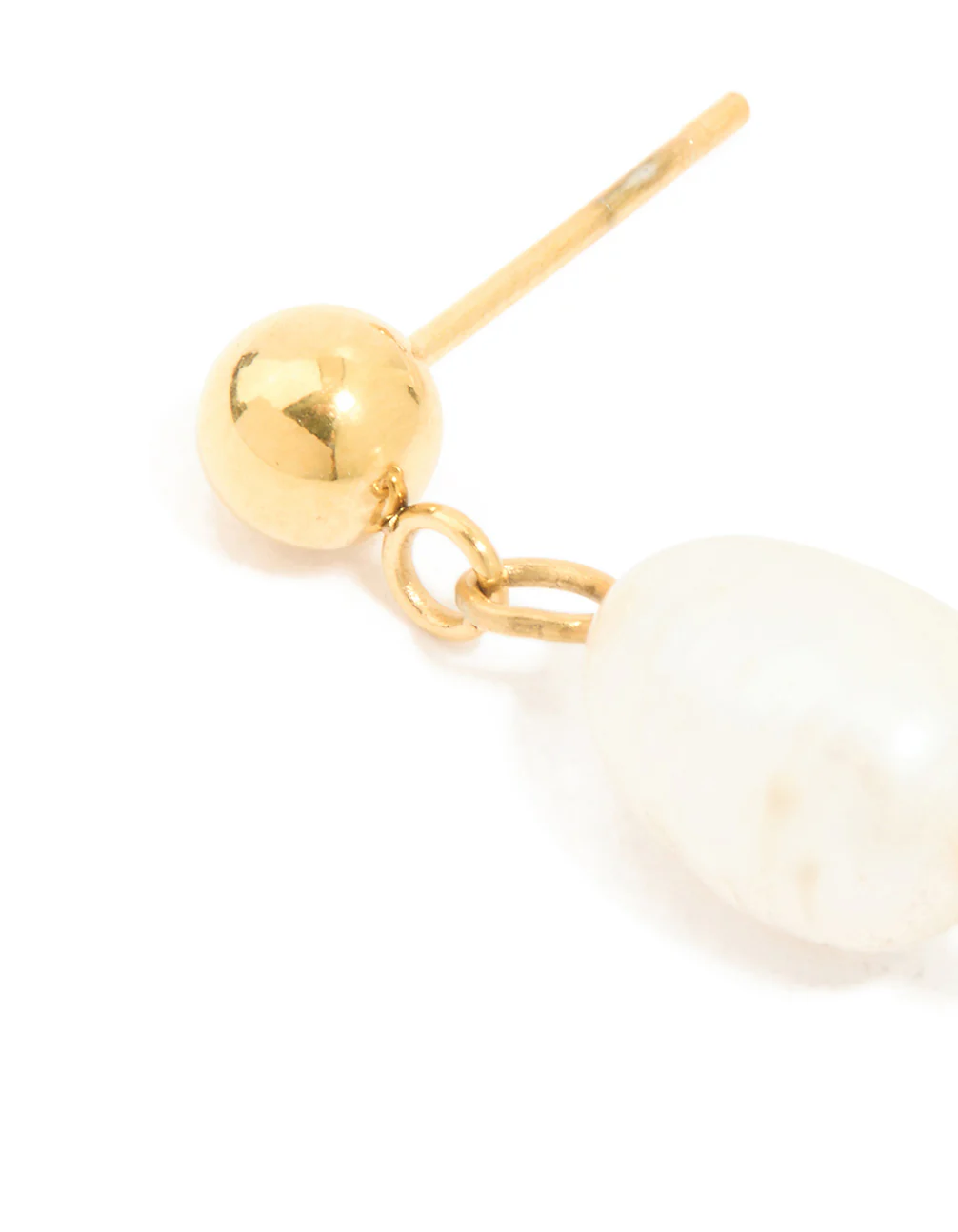 Waterproof Gold Plated Stainless Steel Pearl & Ball Stud Drop Earrings - Image 3