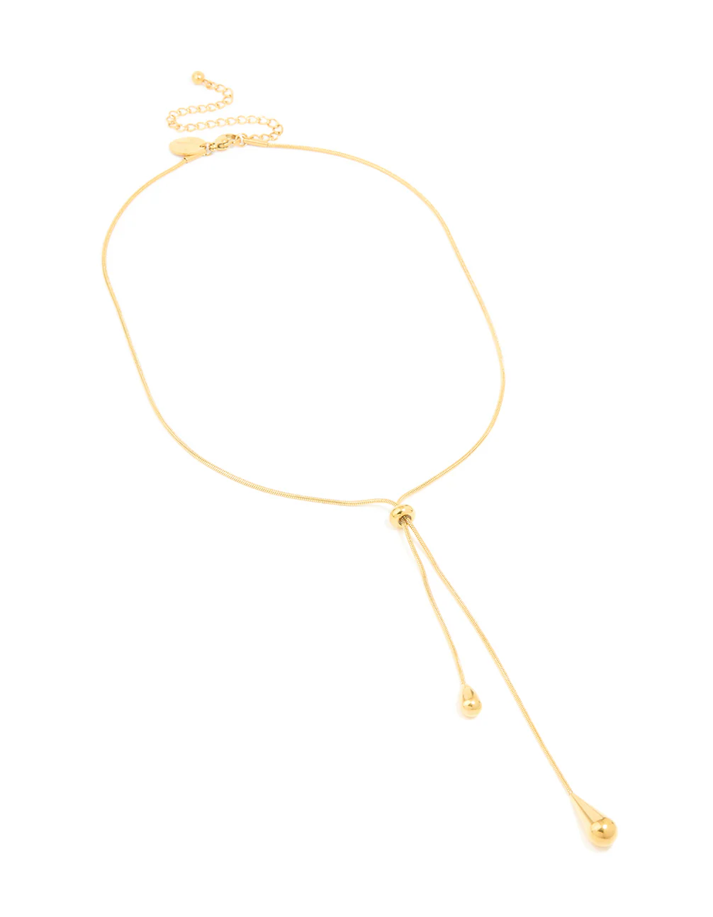 Waterproof Gold Plated Stainless Steel Pull Through Lariat Necklace - Image 2