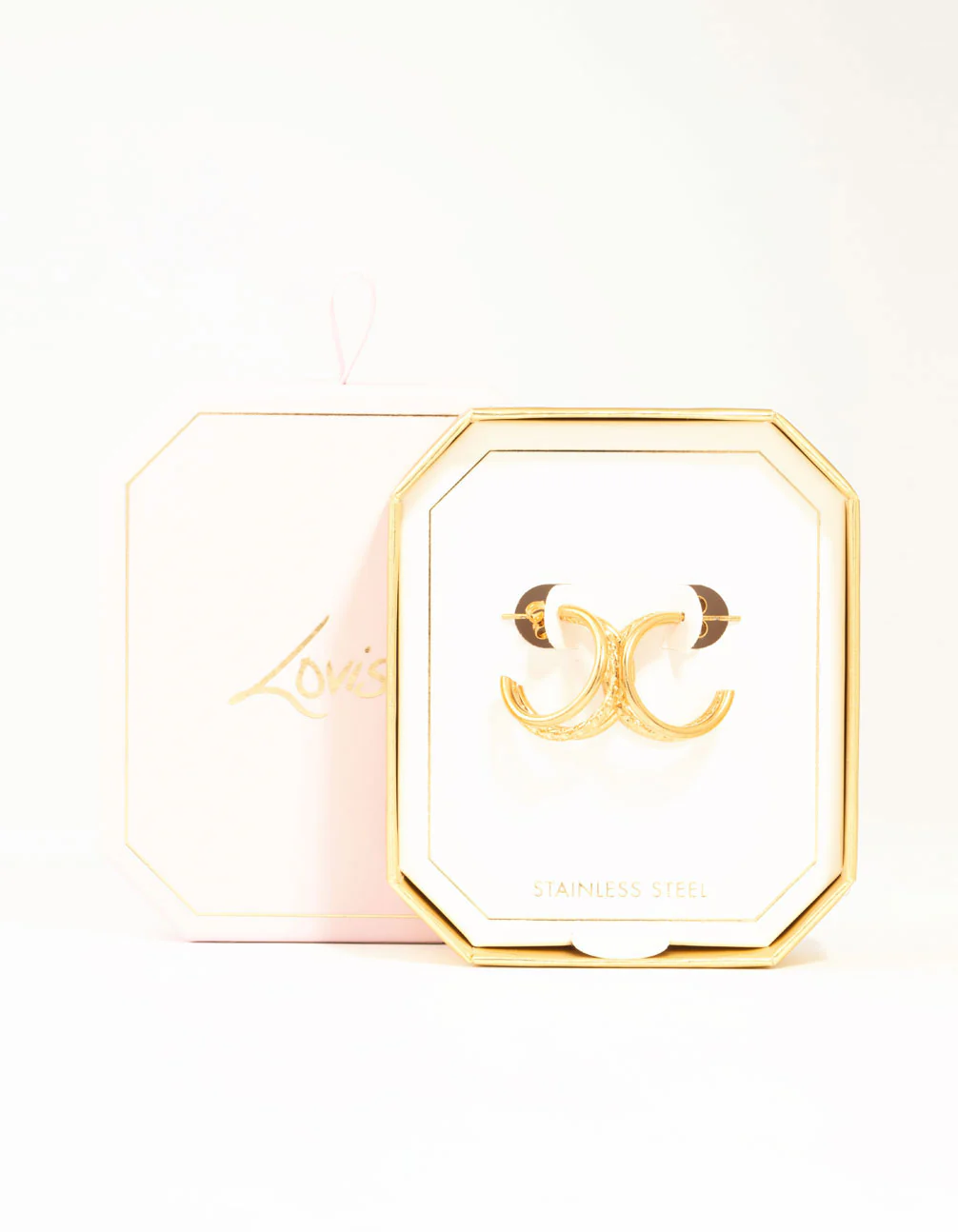 Waterproof Gold Plated Stainless Steel Triple Illusion Hoop Earrings - Image 5