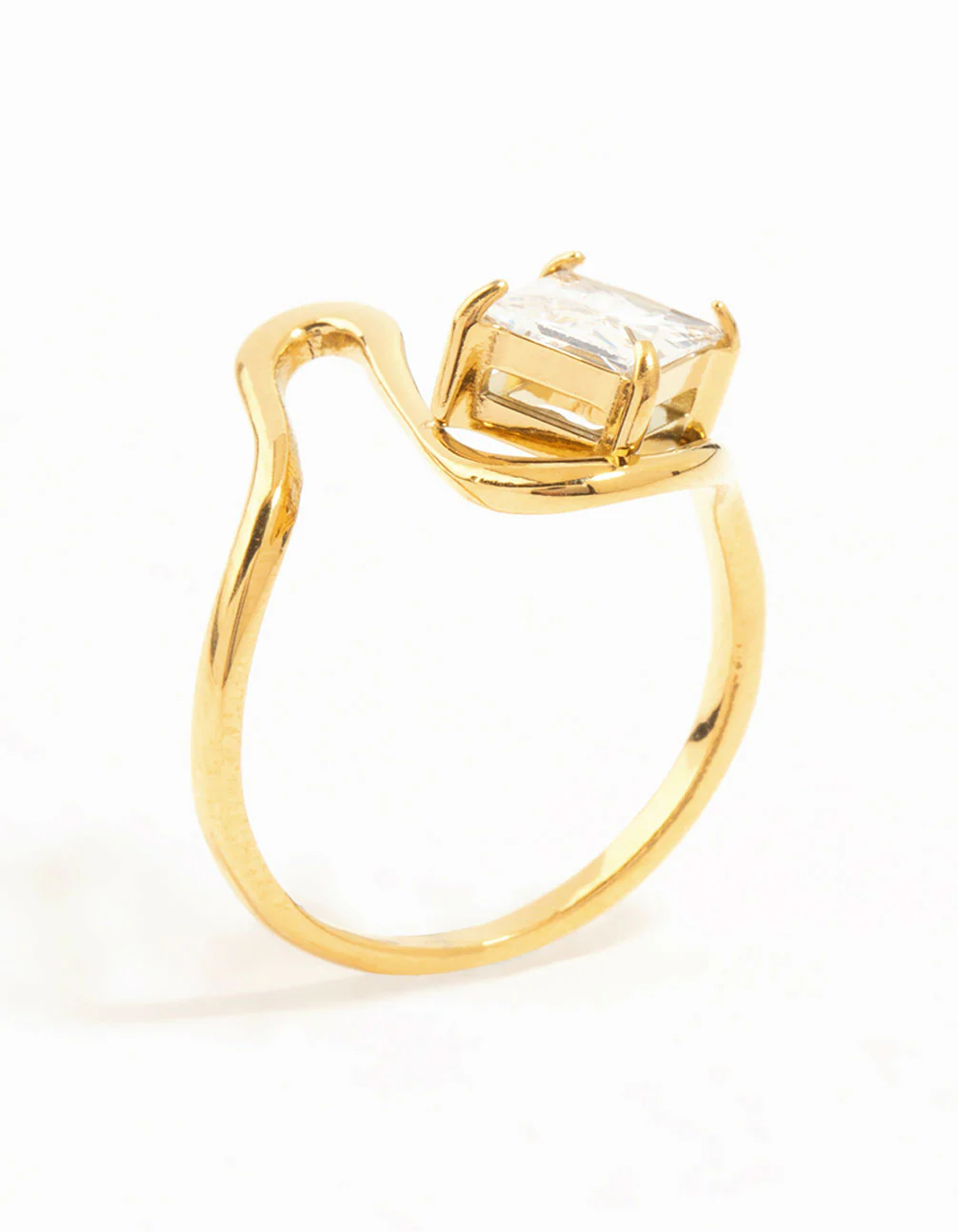 Waterproof Gold Plated Stainless Steel Wavy Statement Ring - Image 3