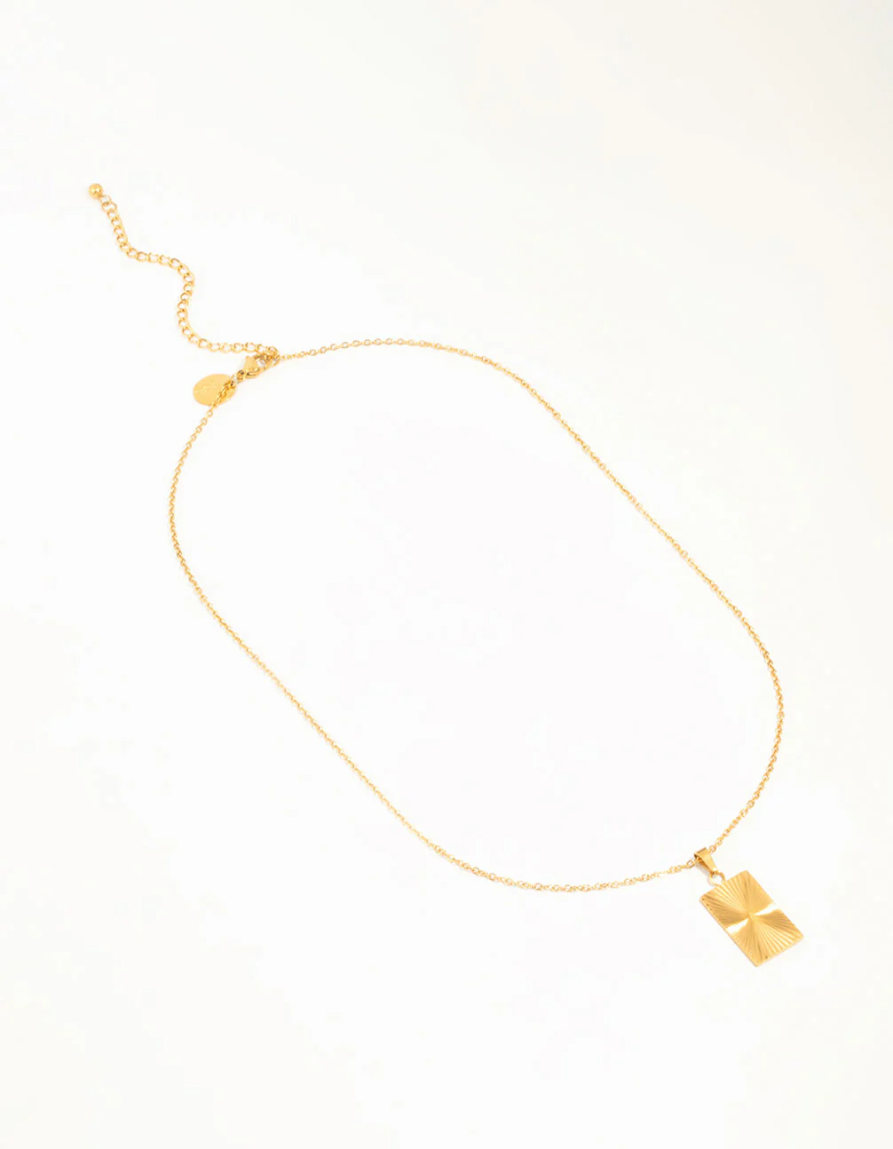 Waterproof Gold Plated Stainless Style Rectangular Ray Pendant Necklace - Image 4