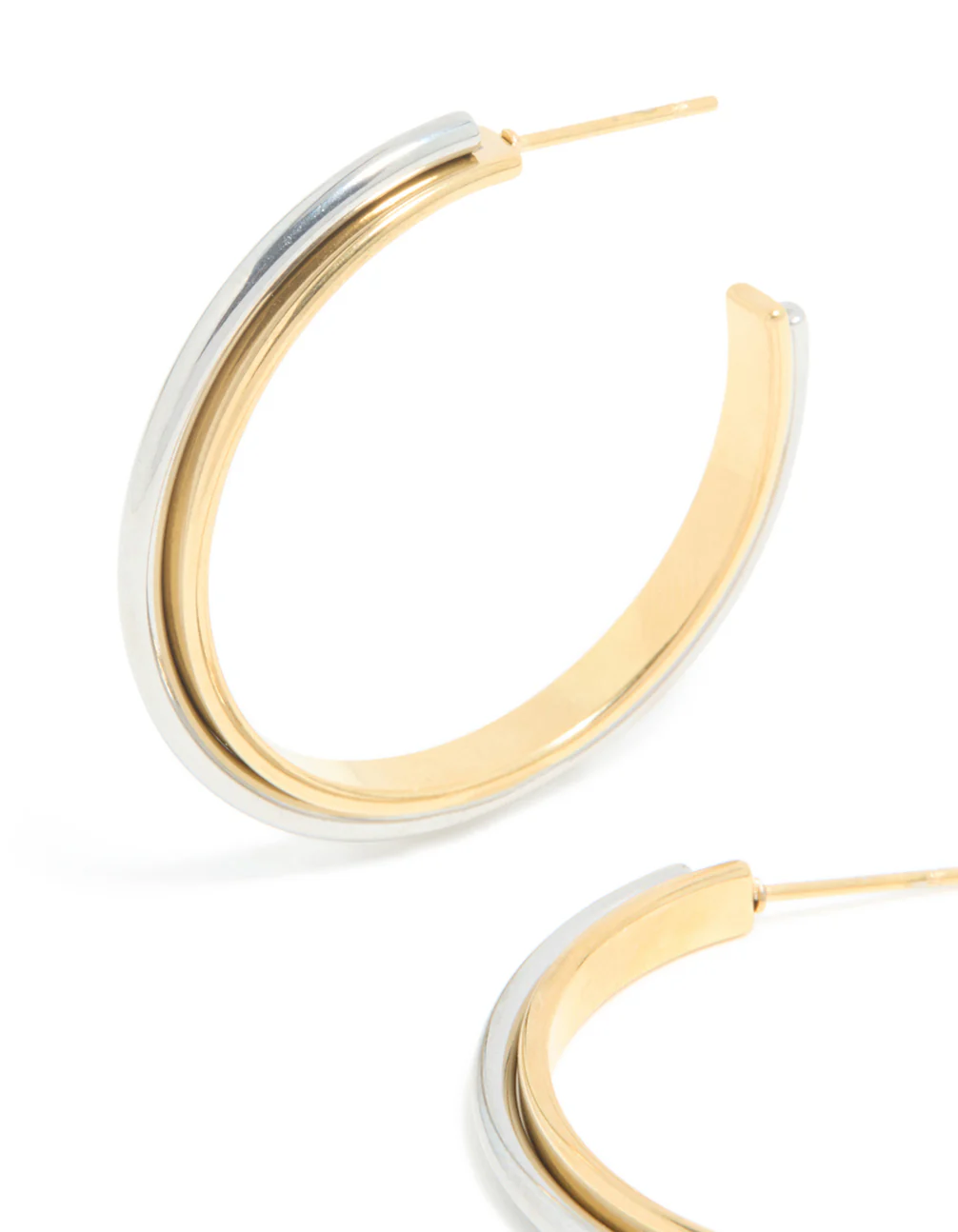 Waterproof Mixed Metal Plated Stainless Steel Large Illusion Hoop Earrings - Image 4