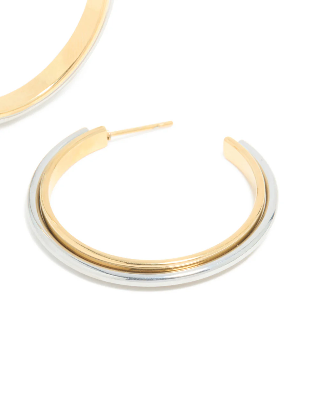 Waterproof Mixed Metal Plated Stainless Steel Large Illusion Hoop Earrings - Image 5