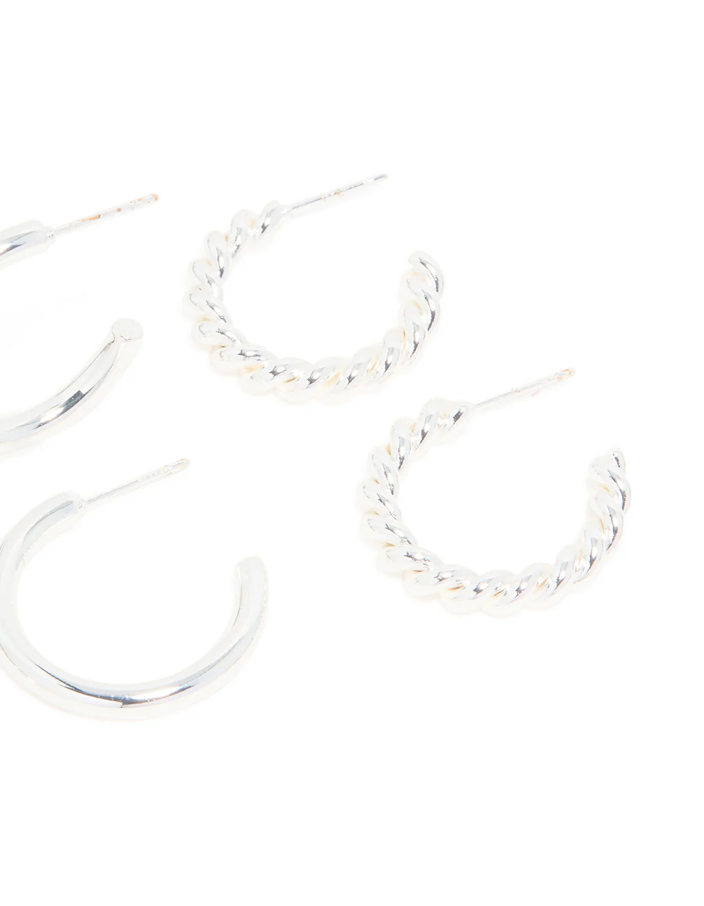 Waterproof Stainless Steel Bubble & Smooth Hoop Earrings 3-Pack - Image 3