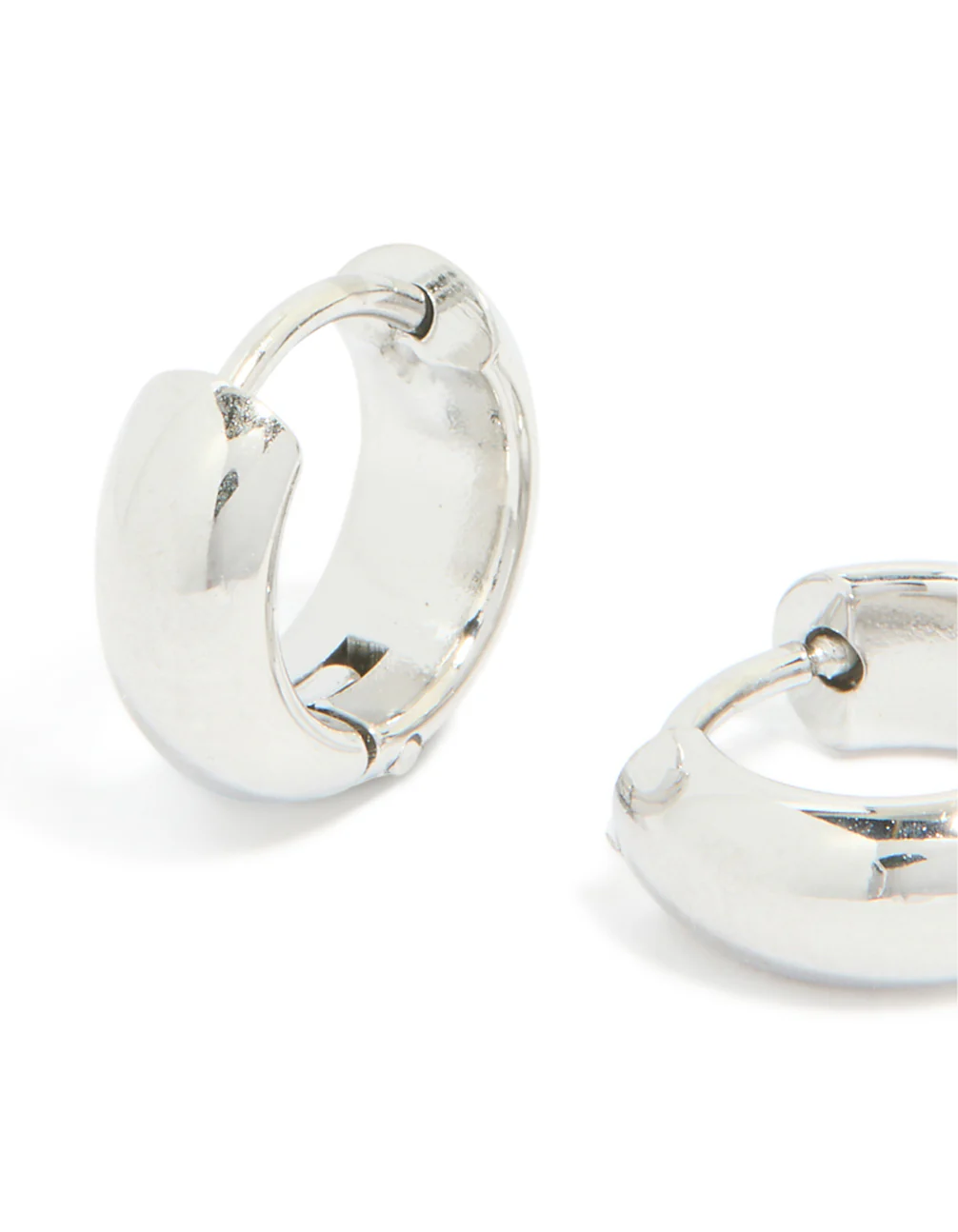 Waterproof Stainless Steel Chunky Huggie Earrings - Image 4