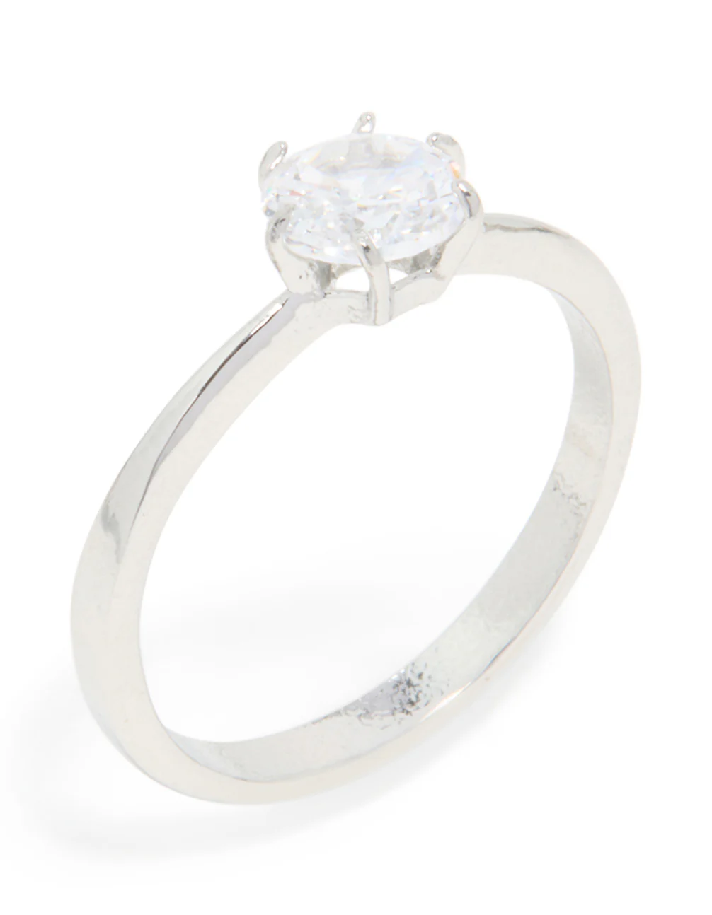 Waterproof Stainless Steel Diamante Solitaire Band Ring - Image 2