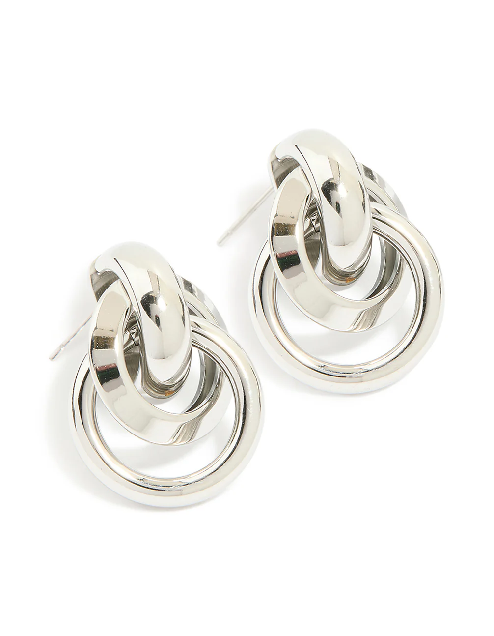 Waterproof Stainless Steel Knotted Link Drop Earrings - Image 2