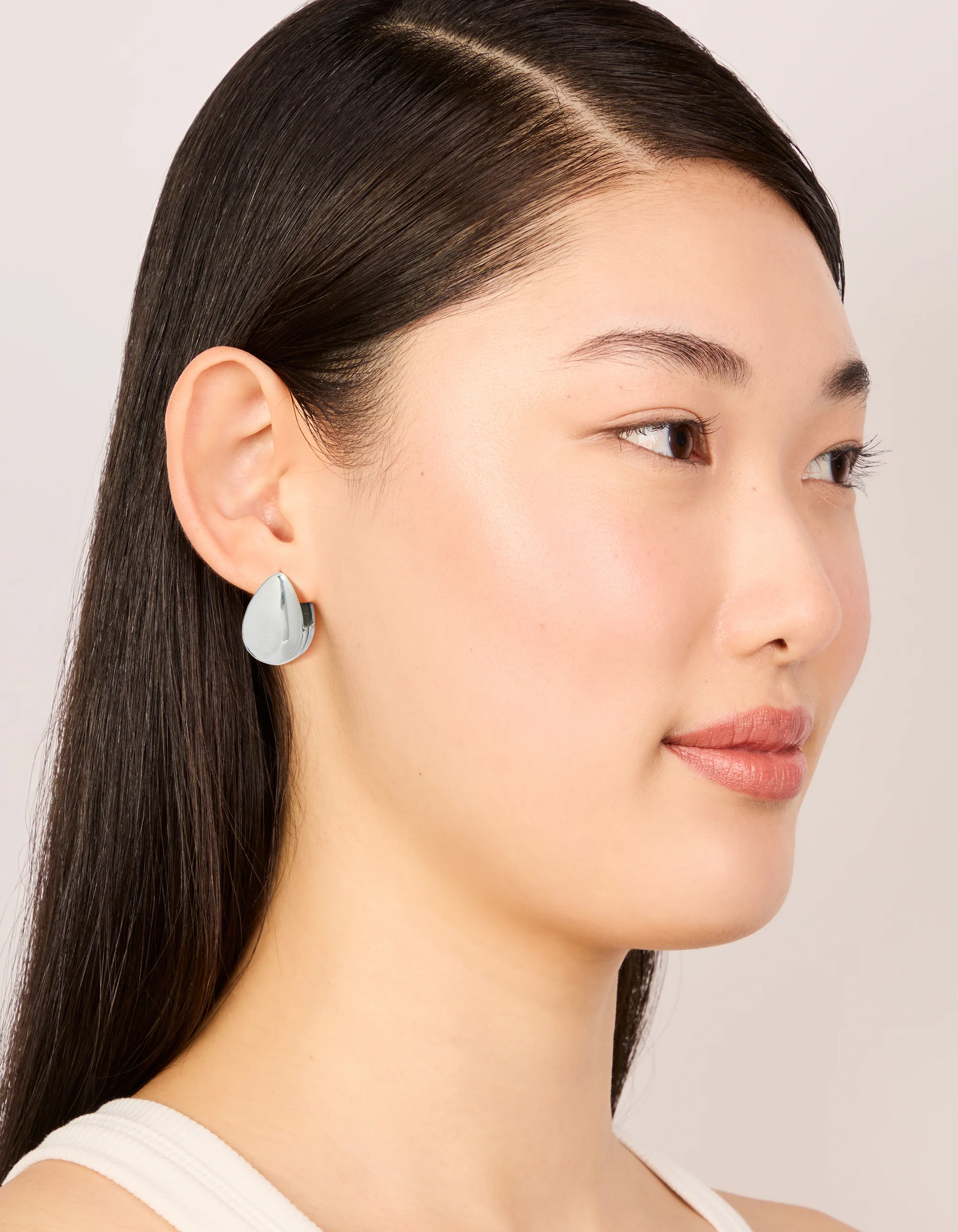 Waterproof Stainless Steel Oval Front & Back Hoop Earrings - Image 2