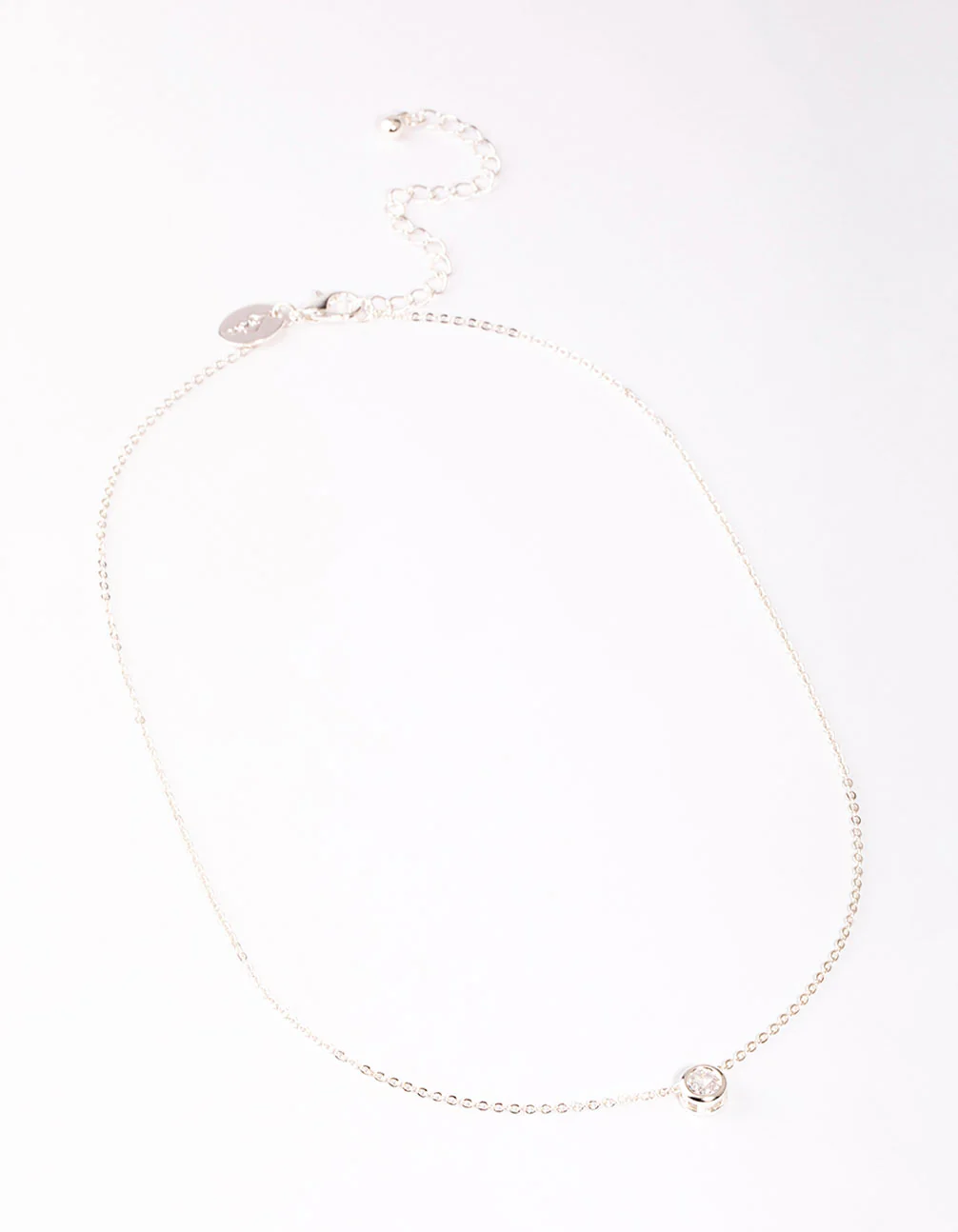 Silver Round Bezelled Cubic Zirconia Pendant Necklace - Image 2