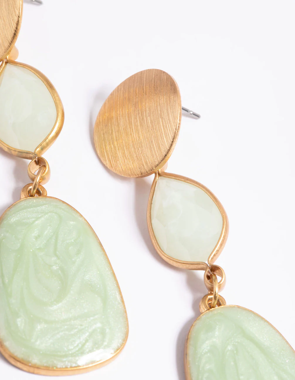 Worn Gold Stone Drop Earrings - Image 4