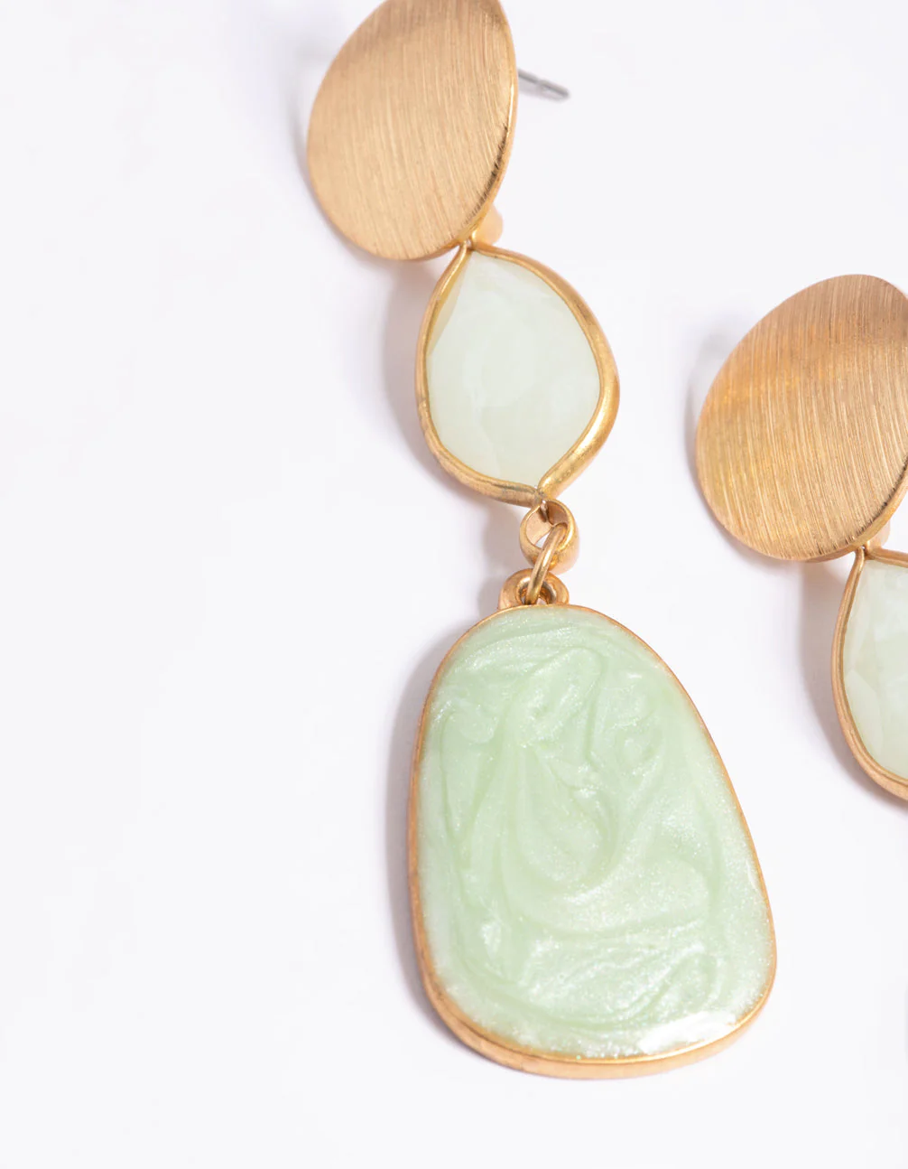 Worn Gold Stone Drop Earrings - Image 5