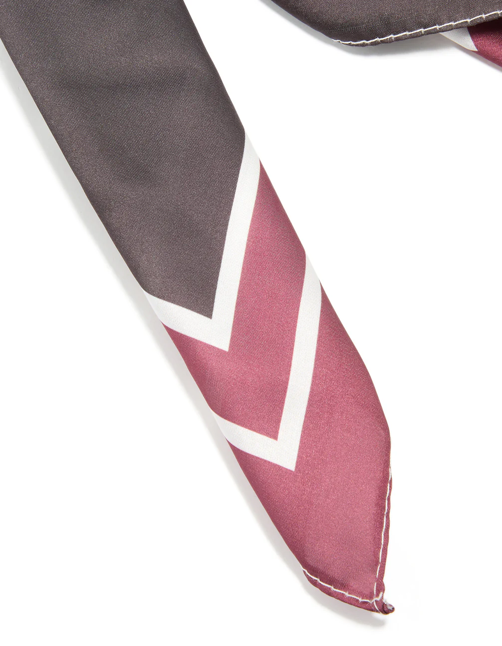White Chocolate Brown & Red Fabric Geometric Square Print Scarf - Image 3