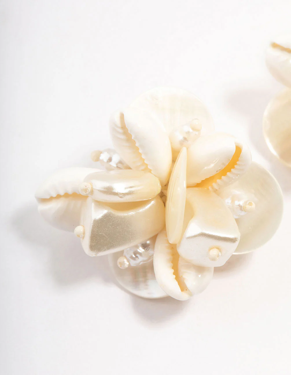 White Cluster Shell Stud Earrings - Image 2