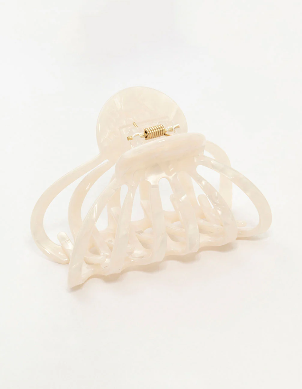 White Marbled Acrylic Wide Claw Clip