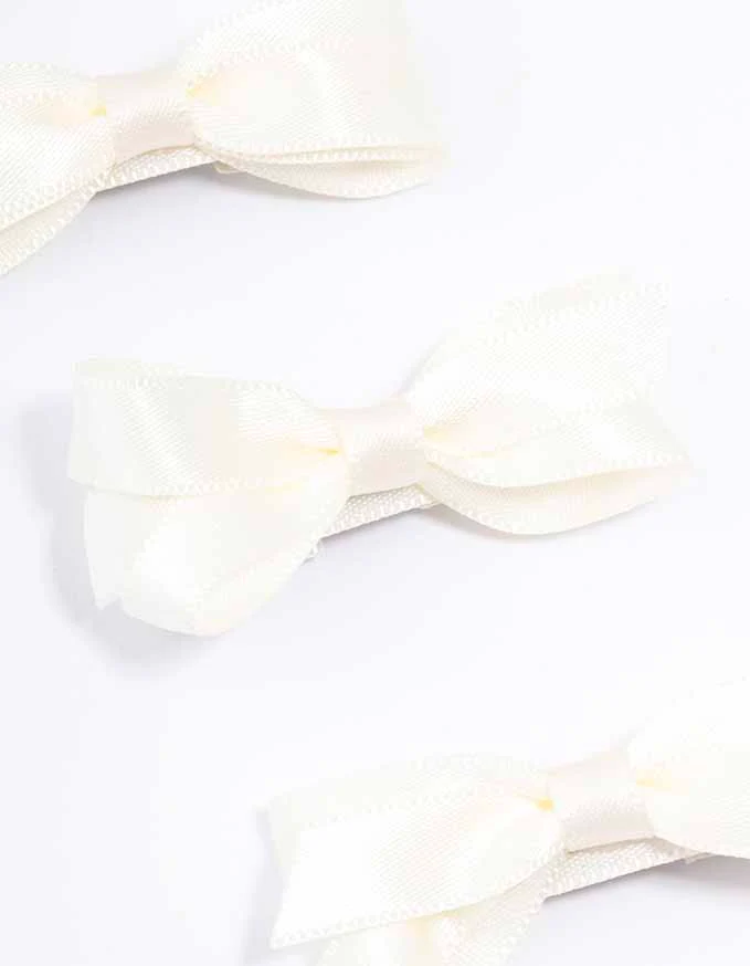 White Mini Hair Bows 5-Pack - Image 3